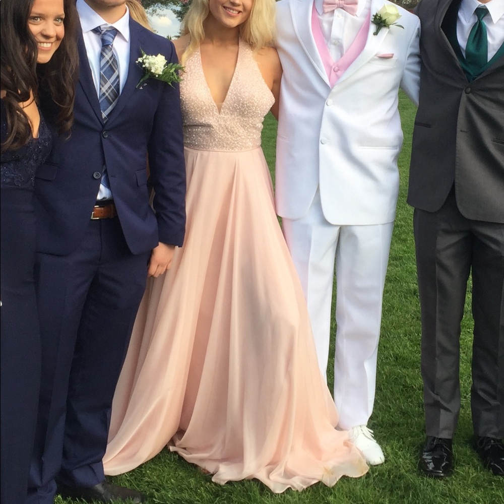 SHERRI HILL halter pink formal dress (6)